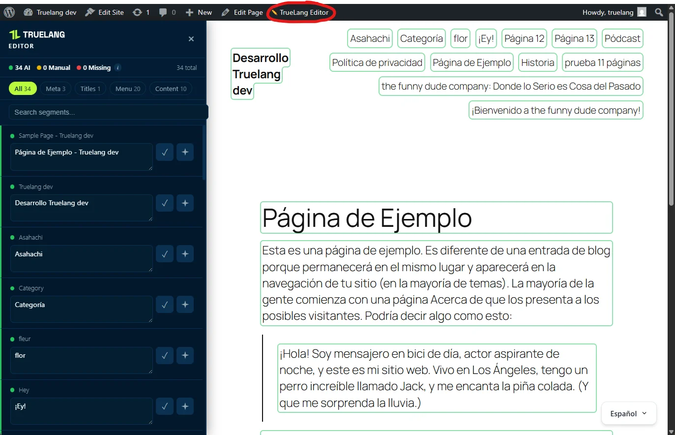 Bonus: edita tus traducciones directamente desde tu sitio.