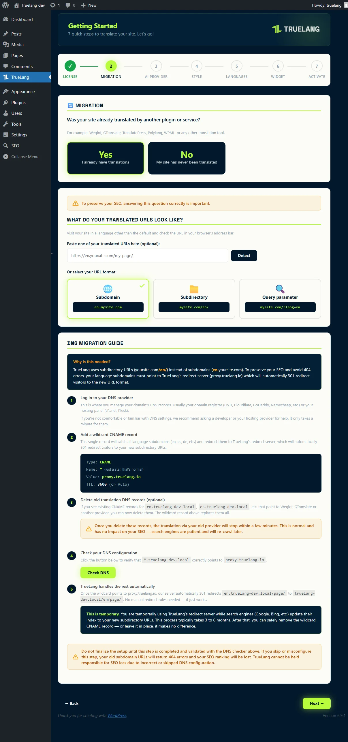 Deine Domain ist de.deineseite.de