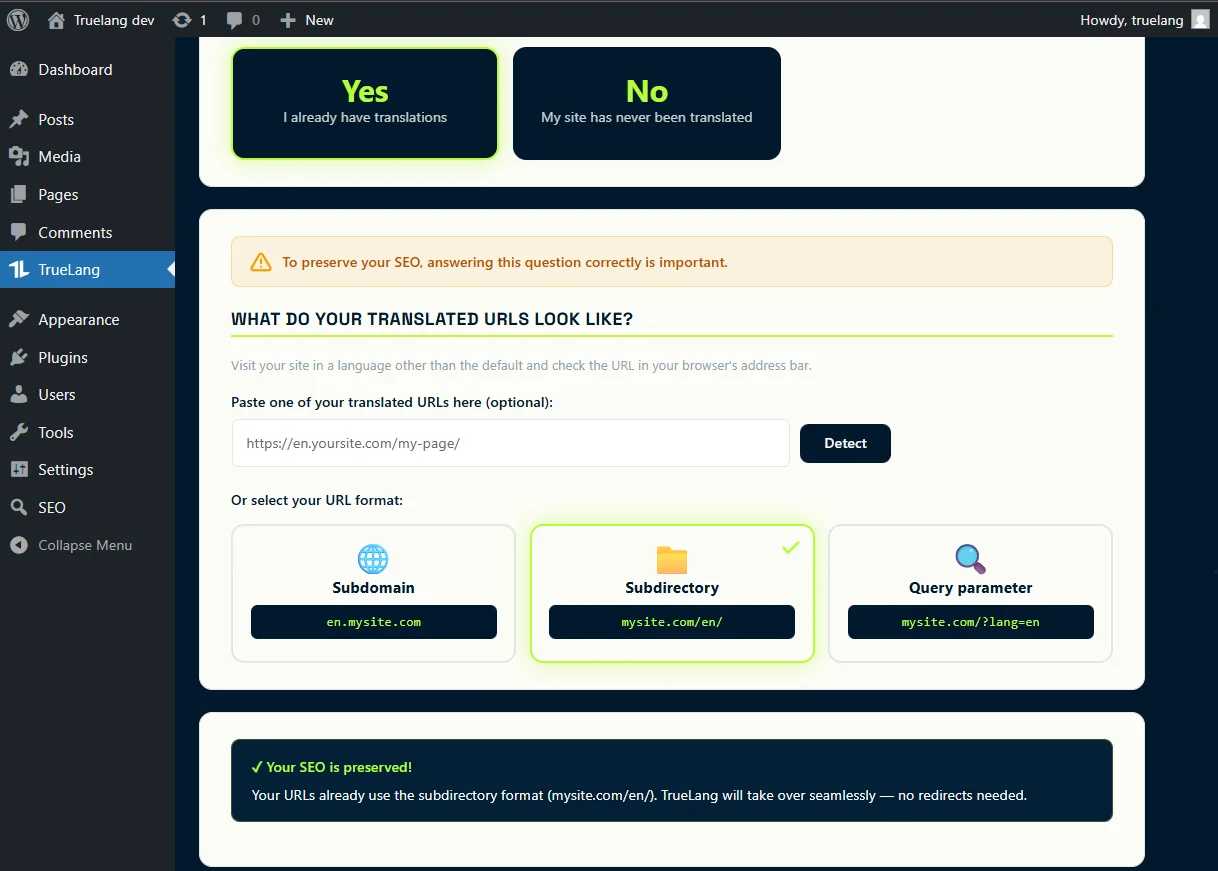 Ton domaine est tonsite.com/en/ ou tonsite.com?lang=en