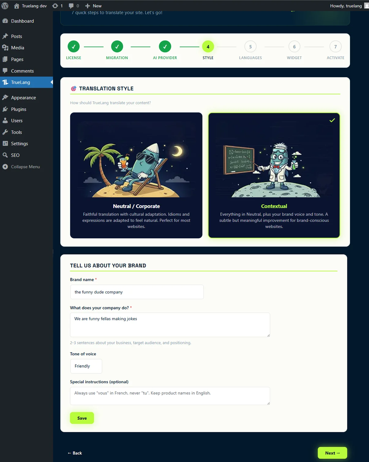 Tu veux que le ton s'adapte au tien